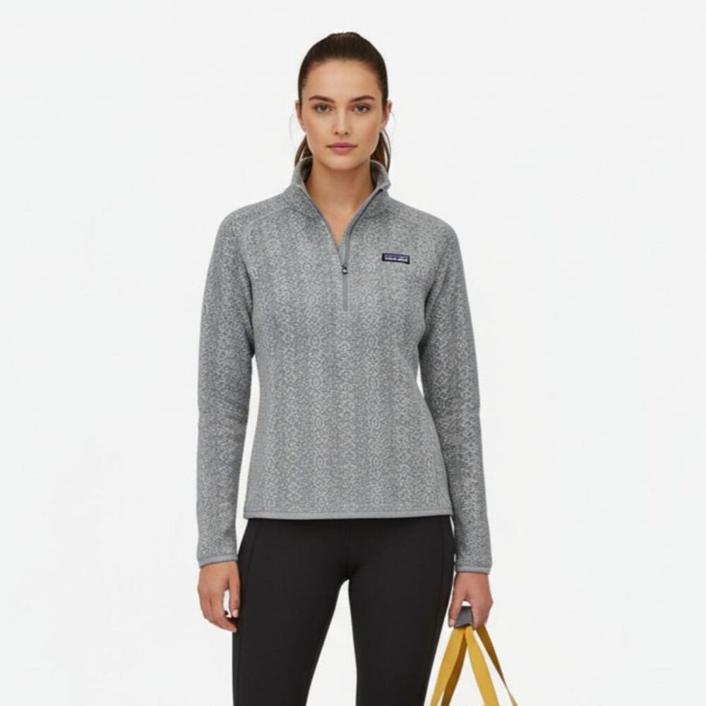 Patagonia Gray Diamond Print Long Sleeve Quarter Zip Sweater L
